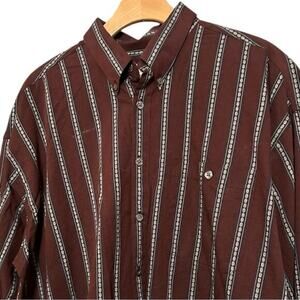 J.T. Beckett Vintage Men’s Size L Burgundy Maroon Striped Button Down Shirt